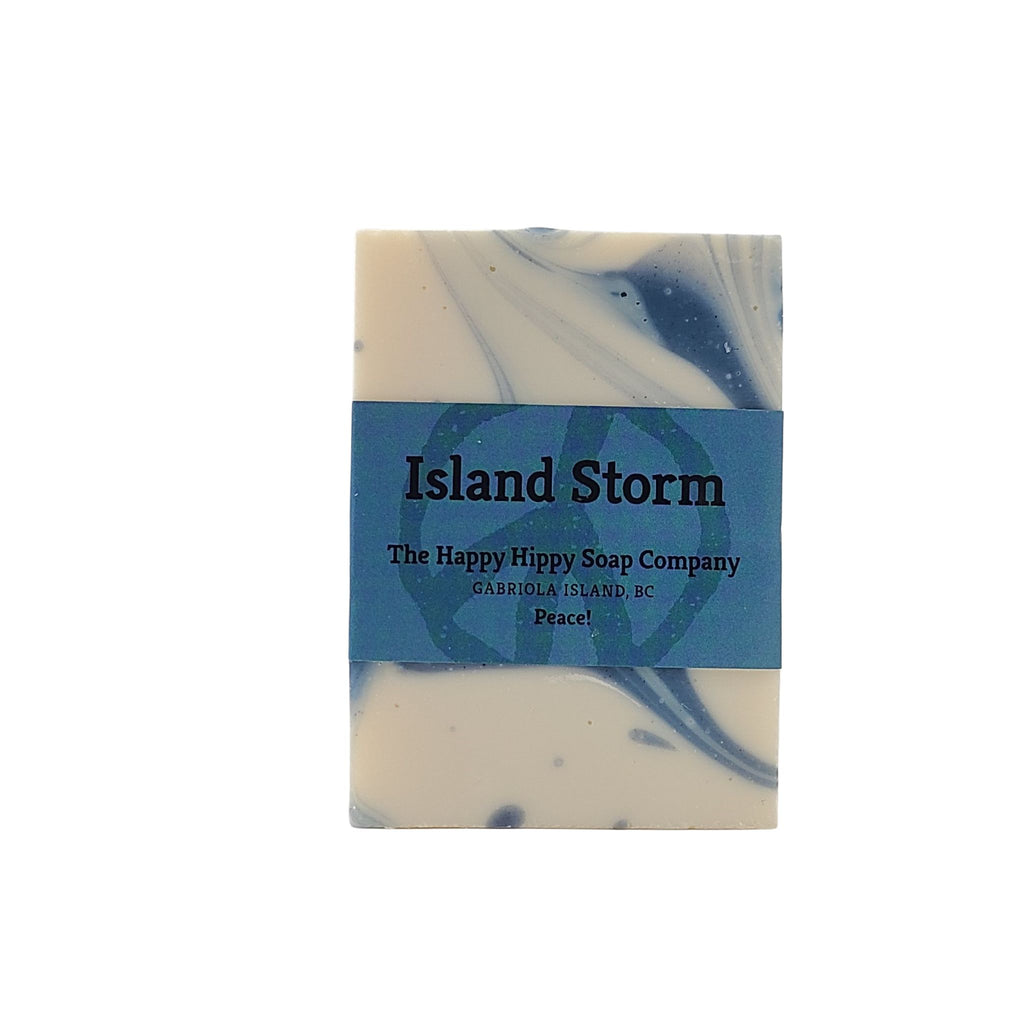 Island Storm Soap with stormy blue swirls and scented with citrus oils, lavender & cedarwood