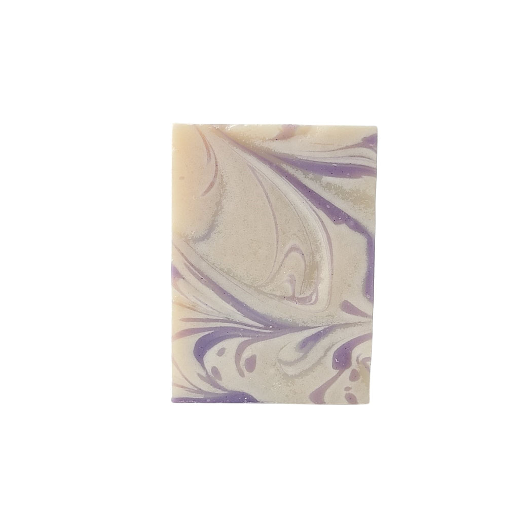 Purple Haze Soap with pretty purple swirls and a calming lavender scent and lushes lather.
